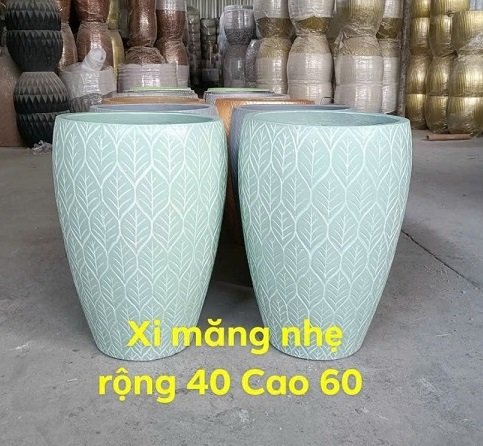 Chậu Xi Măng Nhẹ Hoa Văn Chiếc Lá 40×60 2