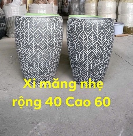 Chậu Xi Măng Nhẹ Hoa Văn Chiếc Lá 40×60 3