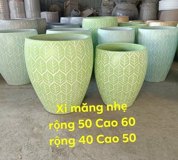 Chậu Xi Măng Nhẹ Hoa Văn Chiếc Lá 40×50 3