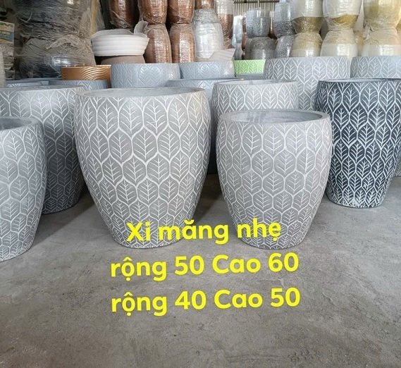 Chậu Xi Măng Nhẹ Hoa Văn Chiếc Lá 50×60 3