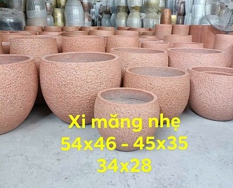 Chậu Trồng Cây Xi Măng Nhẹ Bầu Tròn