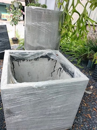 Chậu Xi Măng Đá Mài Trồng Cây Vuông 80cm 3