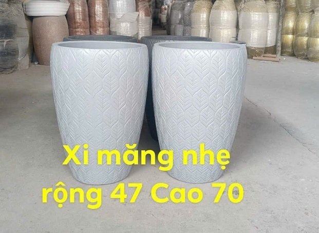 Chậu Xi Măng Nhẹ Hoa Văn Chiếc Lá 47×70 3