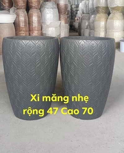 Chậu Xi Măng Nhẹ Hoa Văn Chiếc Lá 47×70 2
