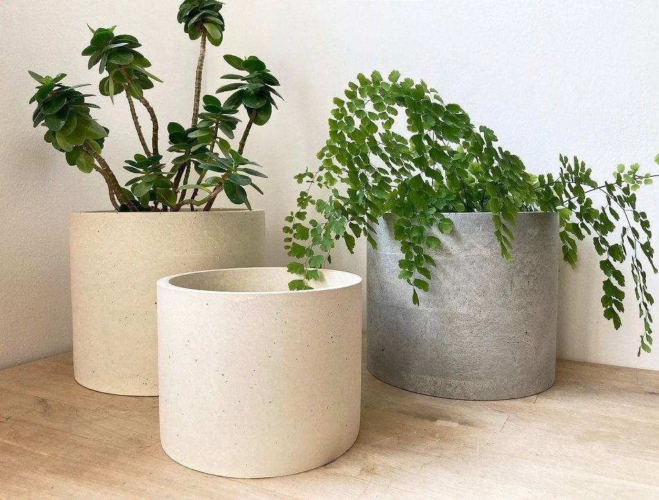 Chậu Trụ Tròn Xi Măng Đá Mài 80cm 2