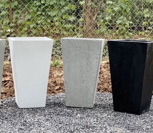 Chậu Xi Măng Đá Mài Vuông Vát Cao 60cm