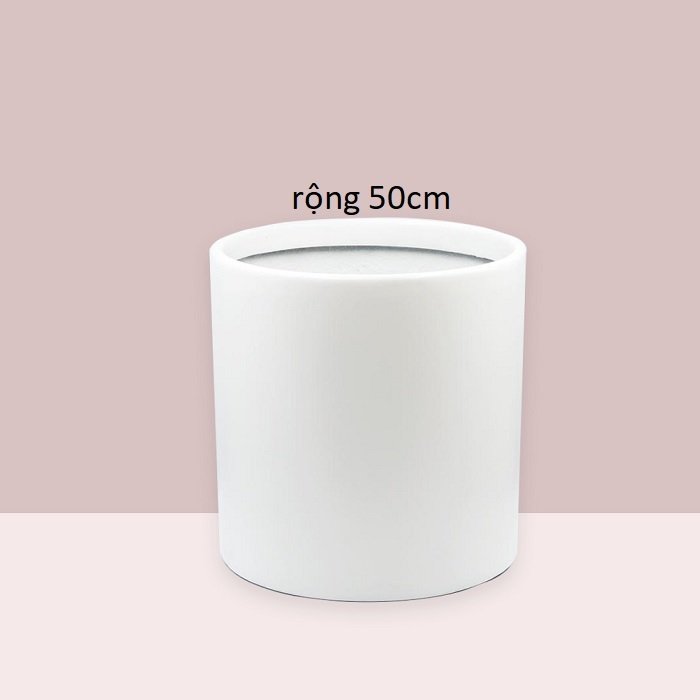 Chậu Xi Măng Trụ Tròn 50cm Màu Trắng