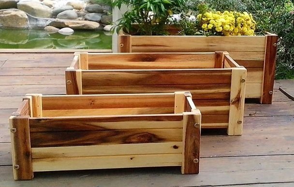 Chậu Gỗ Trồng Cây Hình Chữ Nhật 3