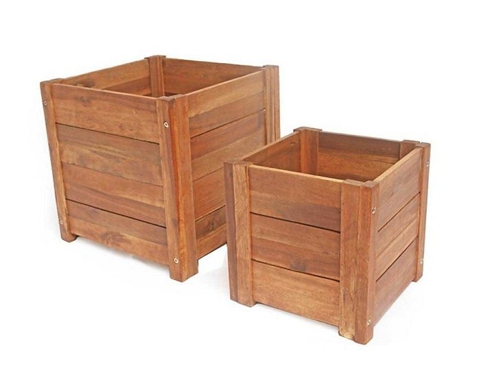 Chậu Gỗ Trồng Cây Hình Vuông 2