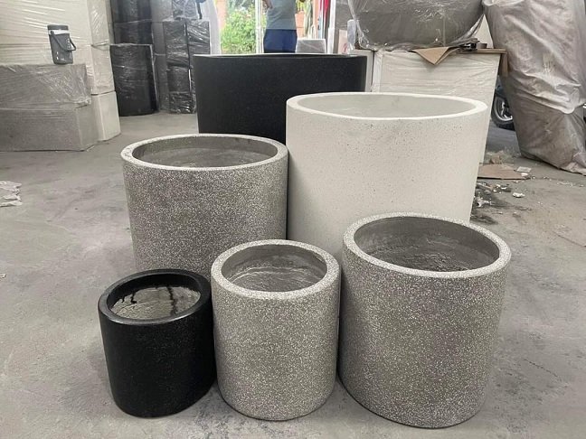 Chậu Trồng Cây Tròn 37 Cm (xi măng đá mài)