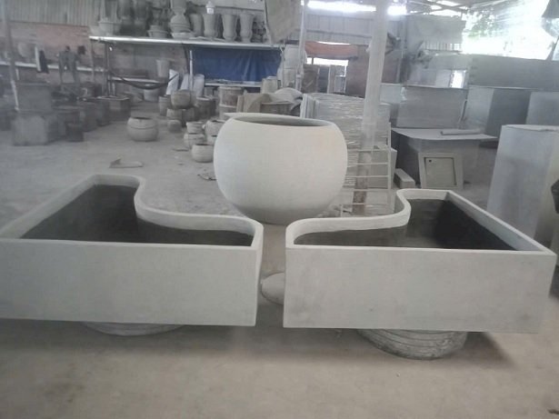 Chậu Xi Măng Đá Mài Vuông Bo Góc Trồng Cây Nuôi Cá