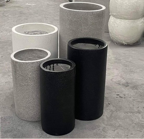 Chậu Hình Trụ Xi Măng Đá Mài Cao 50cm Rộng 30cm