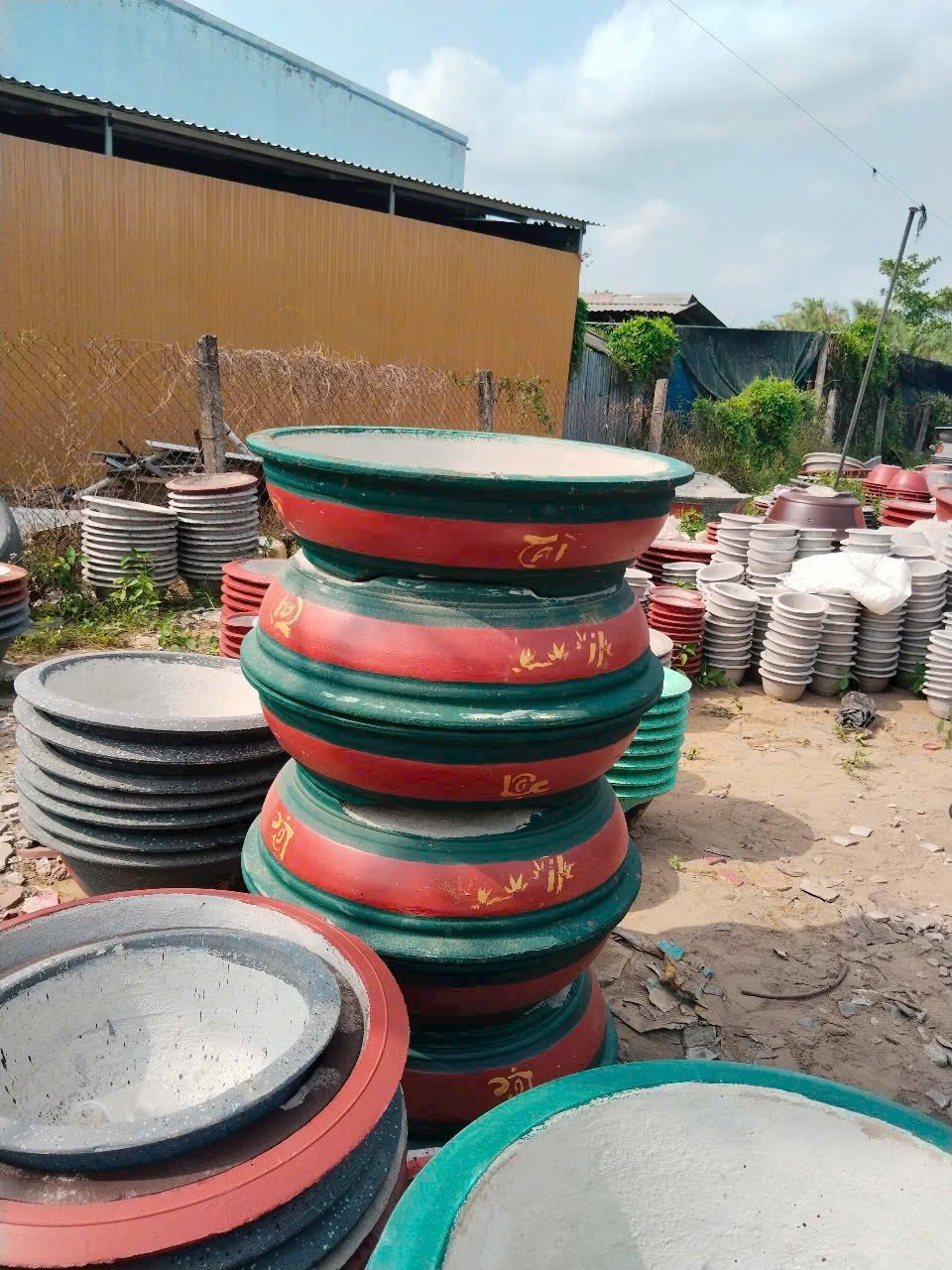 Chậu xi măng tròn giả đá 45cm