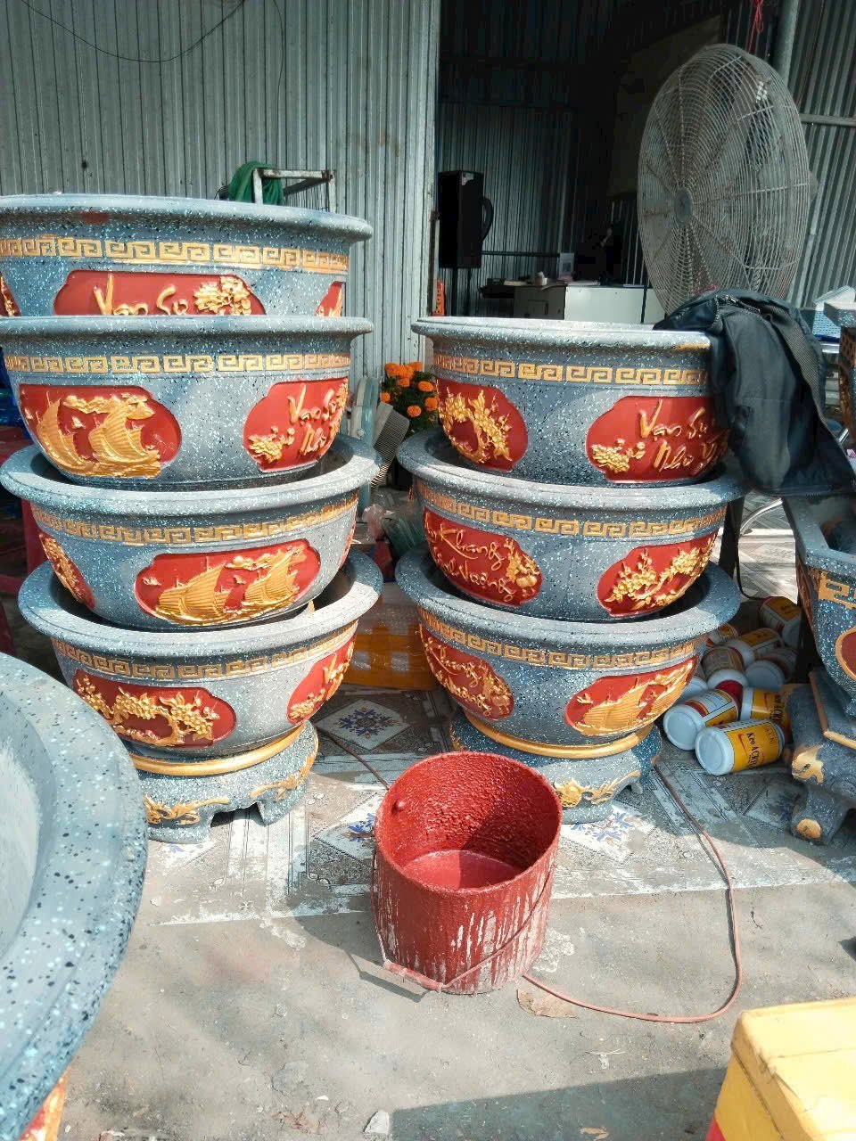 Chậu xi măng giả đá tròn truyền thống 60cm
