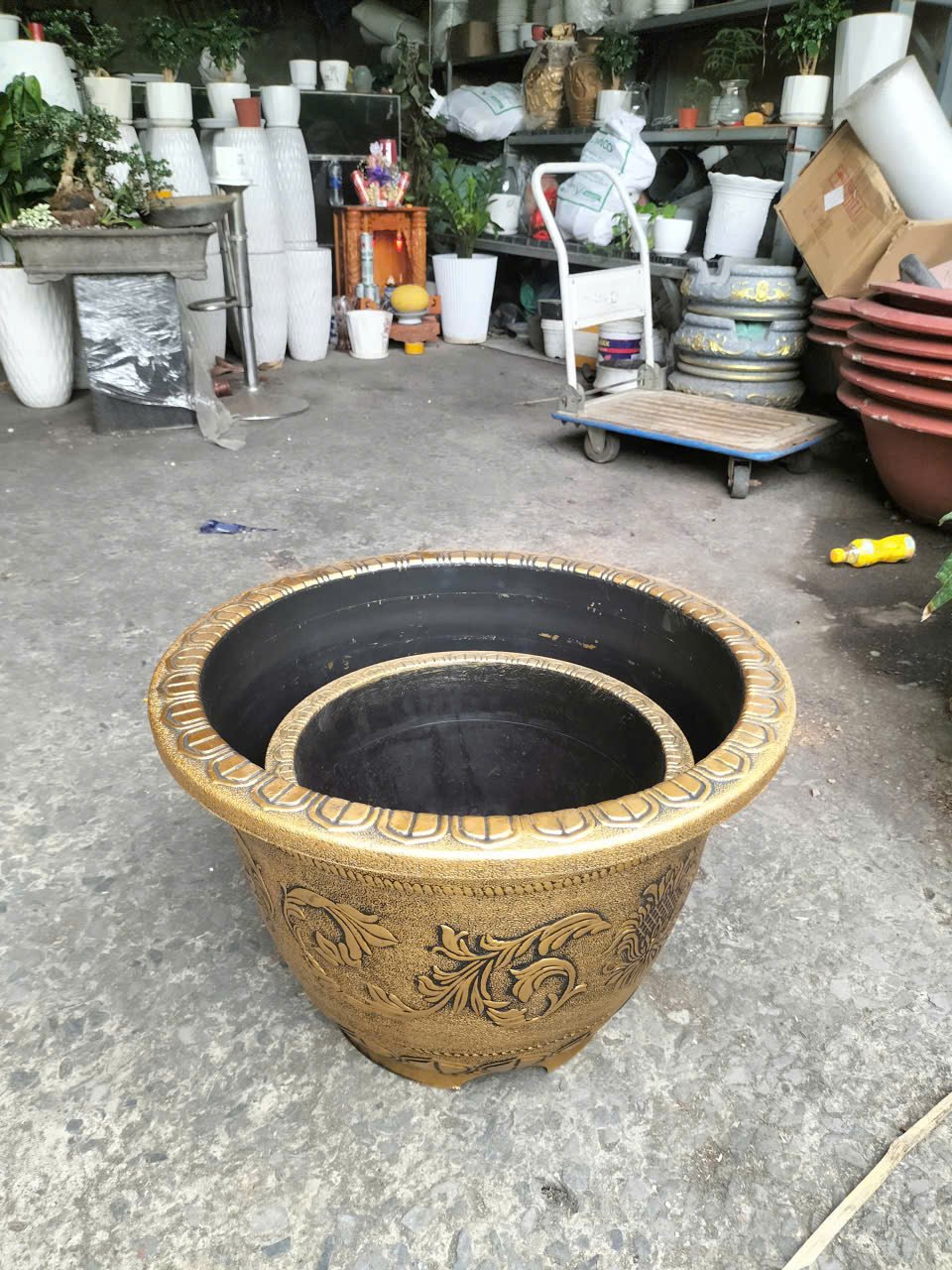 Chậu nhựa tròn sơn đồng A450