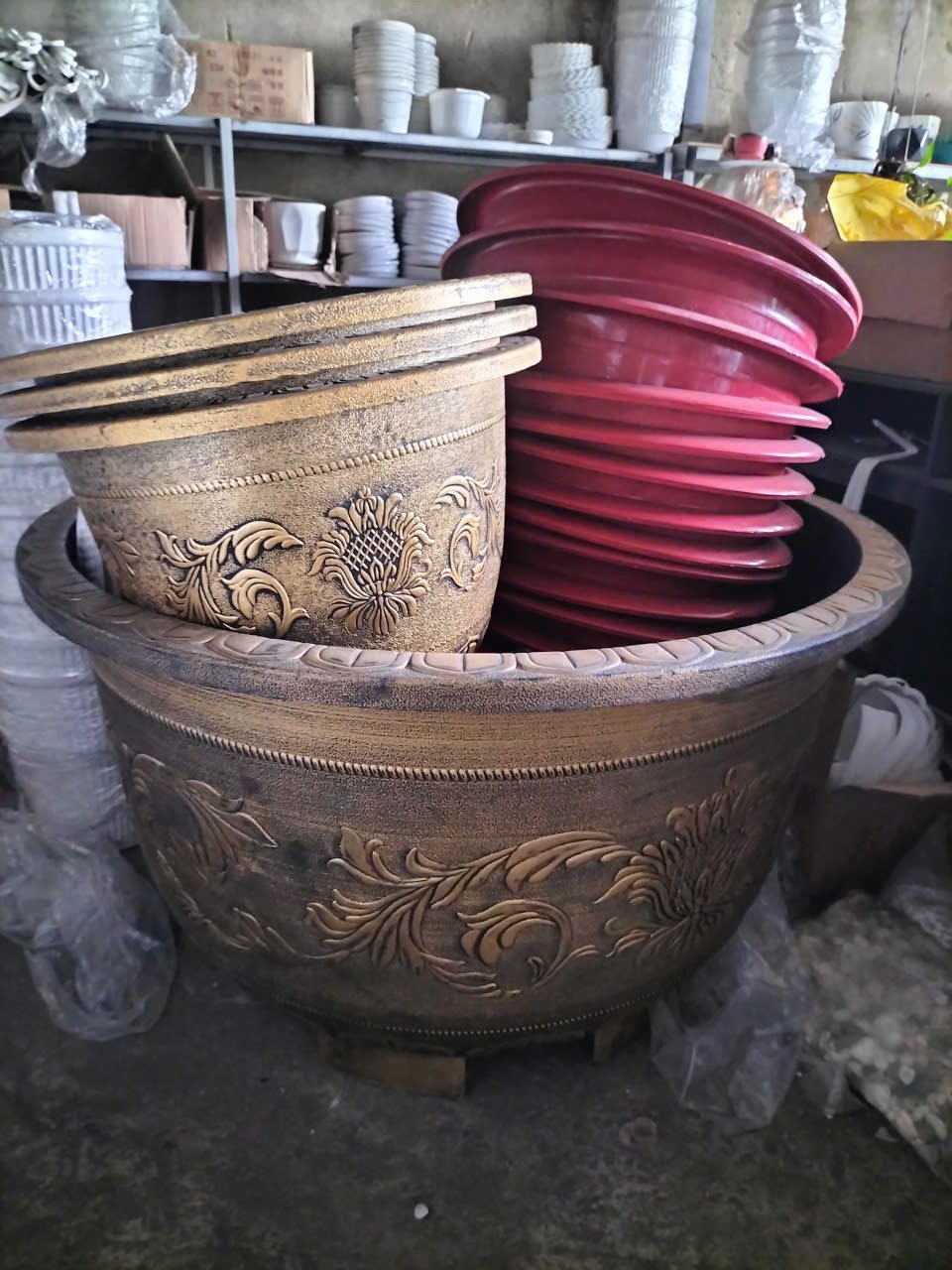Chậu nhựa tròn sơn đồng A1000