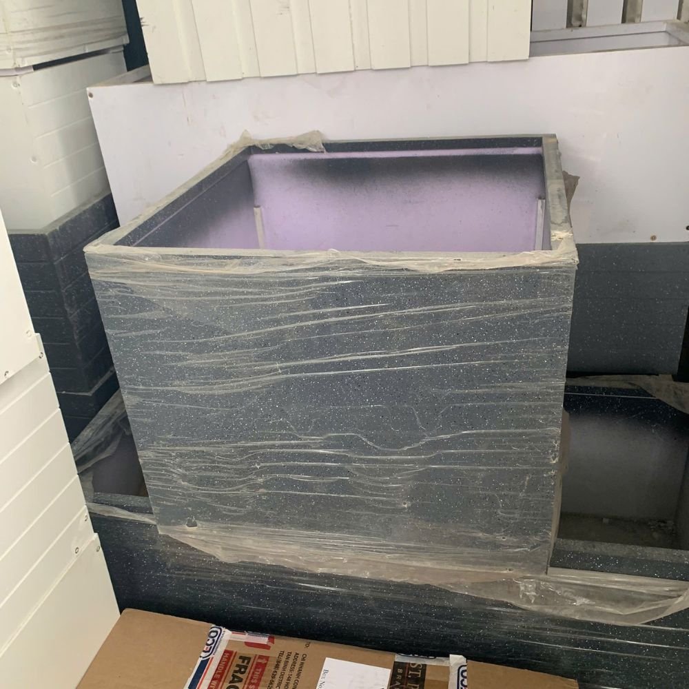 Chậu Composite Vuông Xám Xi Măng 14kg