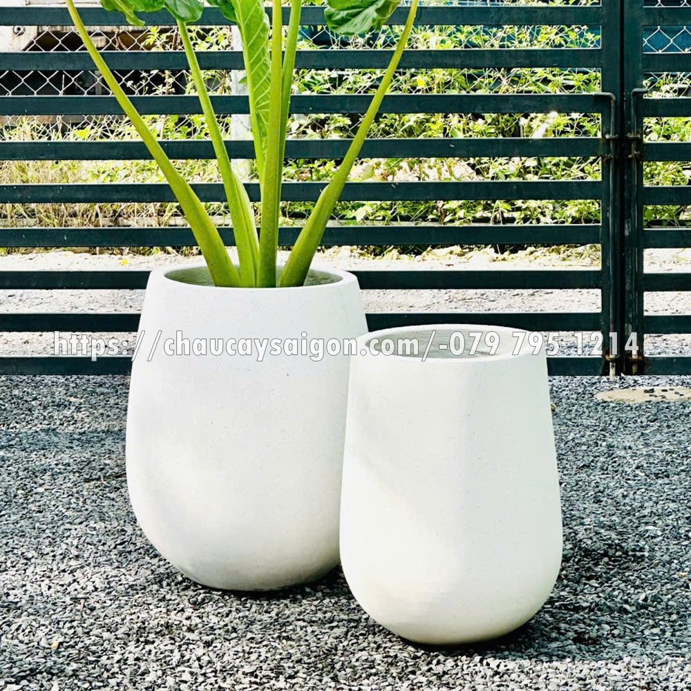 Chậu xi măng tròn giọt nước 2