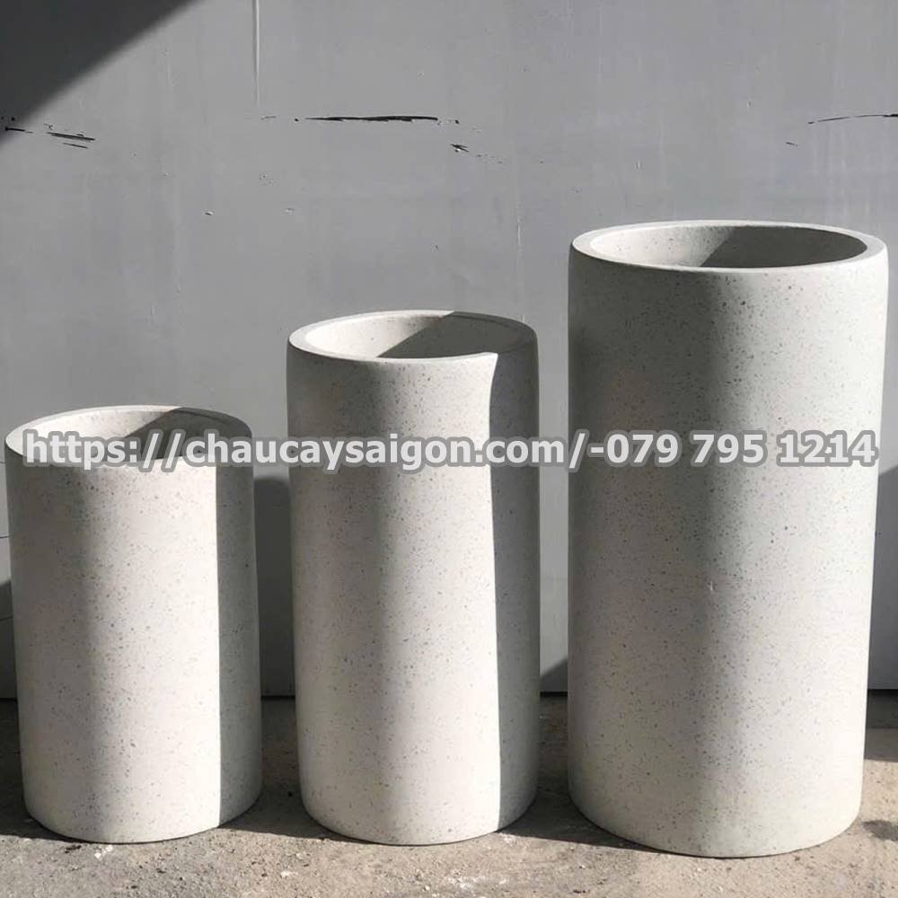 Chậu xi măng tròn hình trụ 2