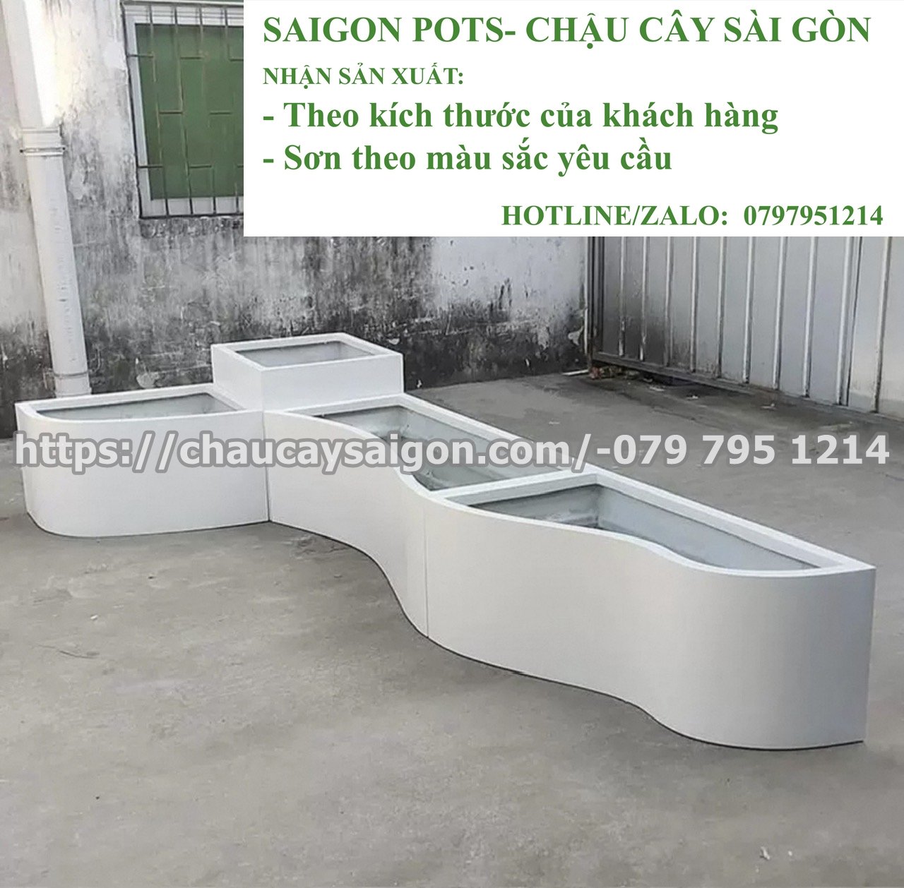 Chậu trồng cây composite đặt theo kích thước