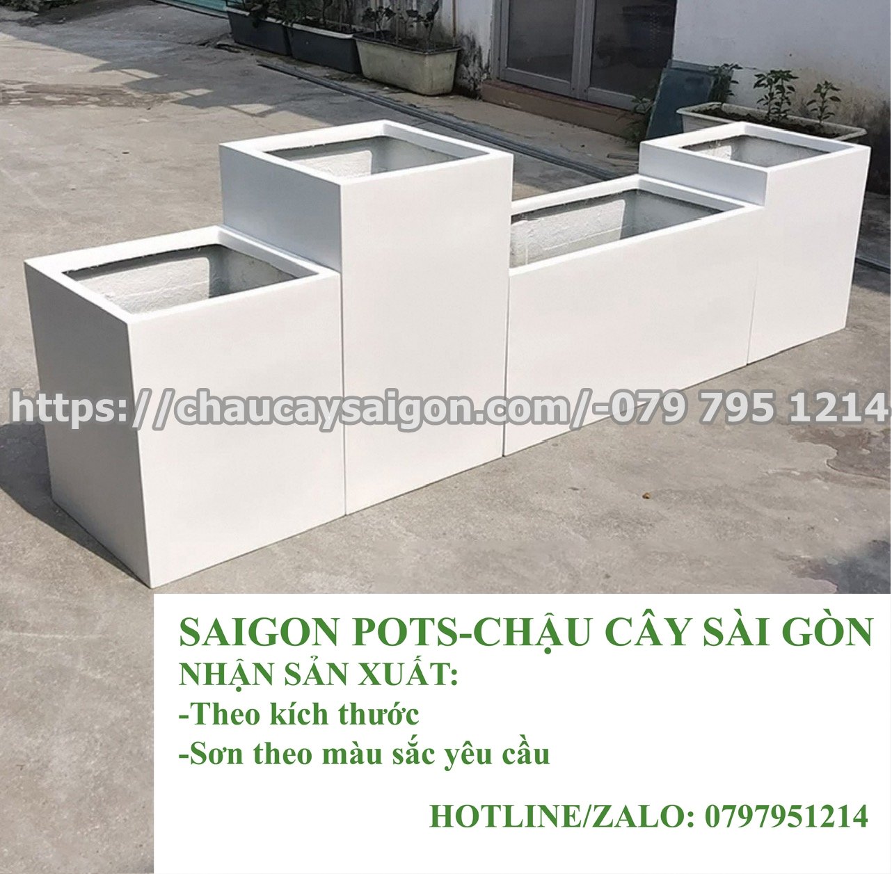 Chậu trồng cây composite đặt theo kích thước 2