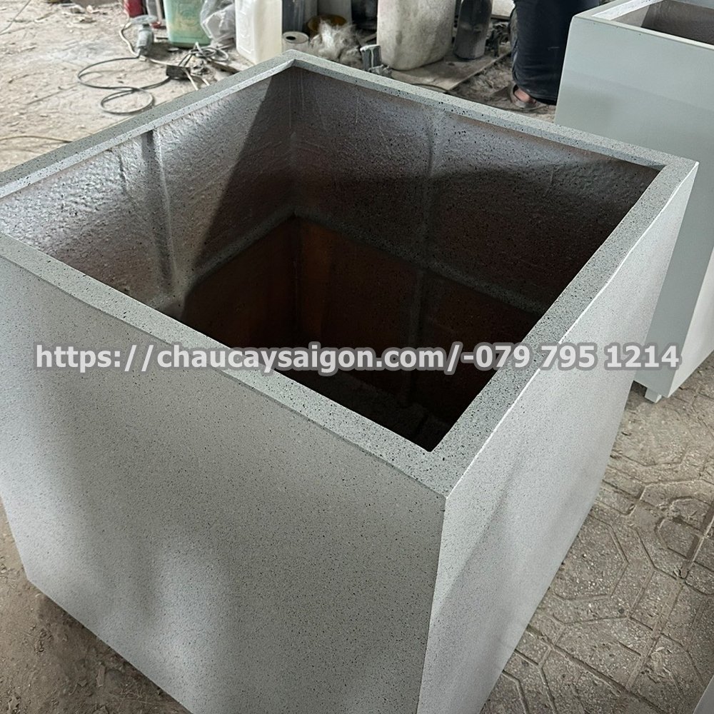 Chậu composite vuông 1m giả đá 3