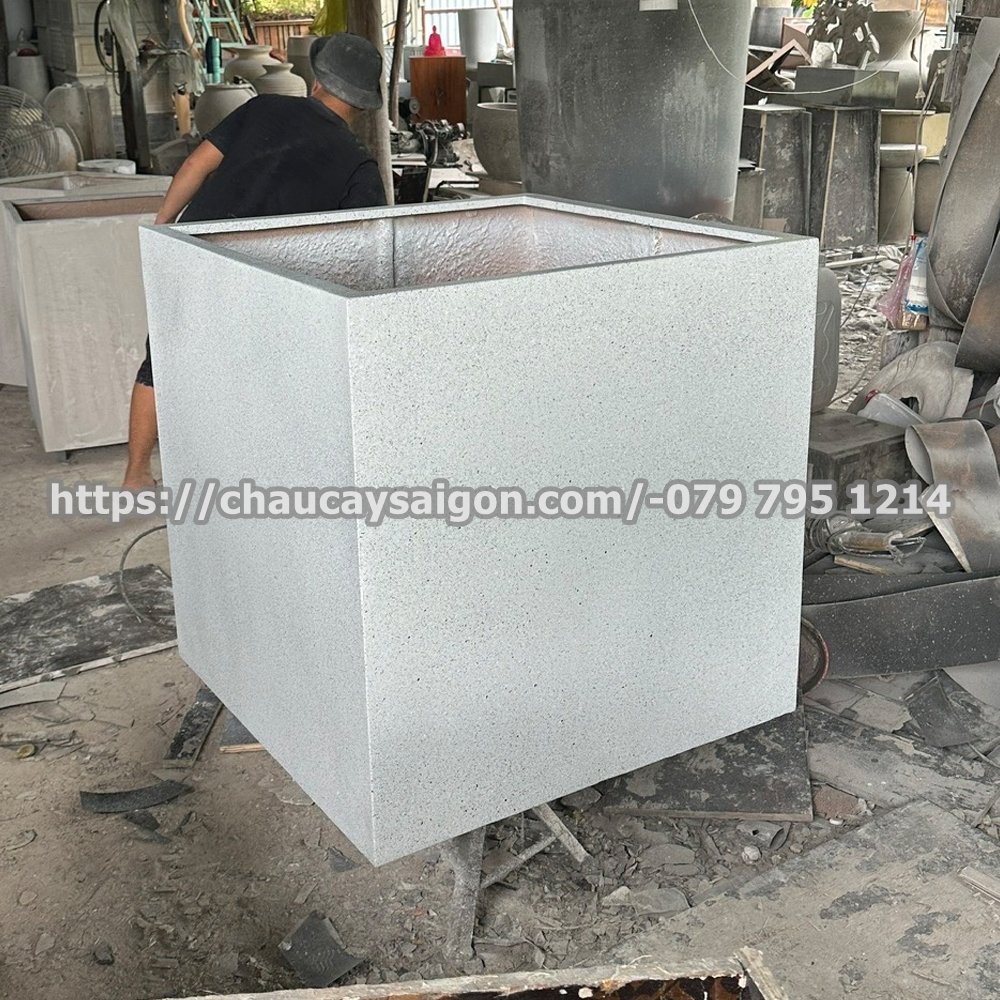 Chậu composite vuông 1m giả đá 2