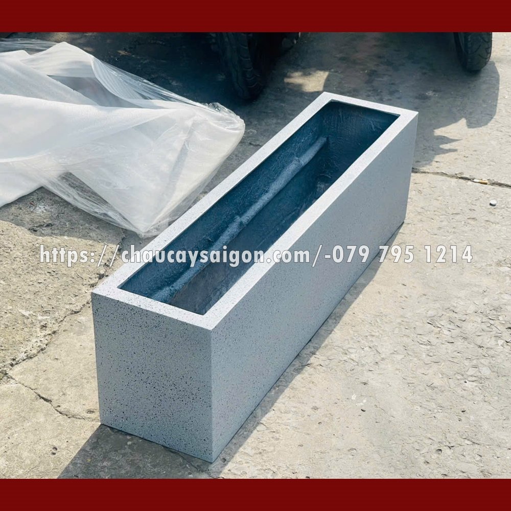 Chậu composite chữ nhật giả đá 2