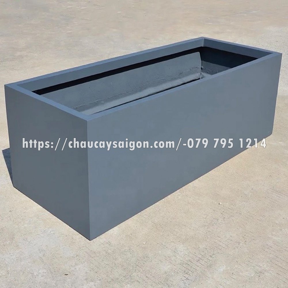 Chậu composite chữ nhật ghi đậm 2