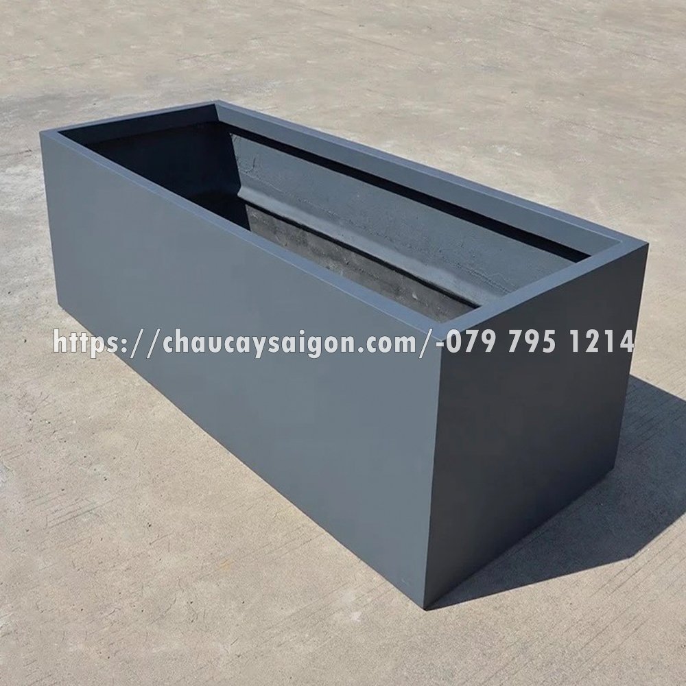 Chậu composite chữ nhật ghi đậm 3
