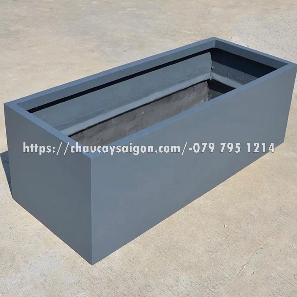 Chậu composite chữ nhật ghi đậm