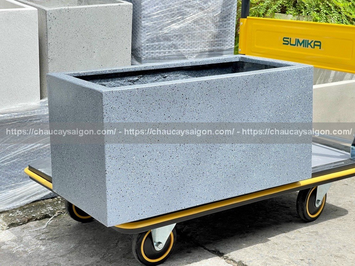 Chậu composite chữ nhật màu xanh 60×30