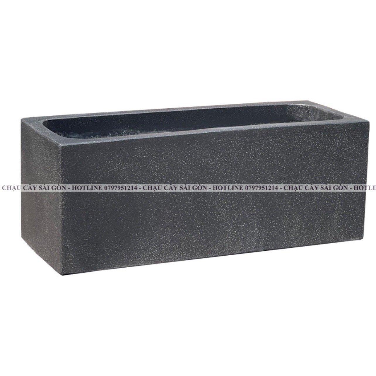 Chậu xi măng chữ nhật màu đen 0195