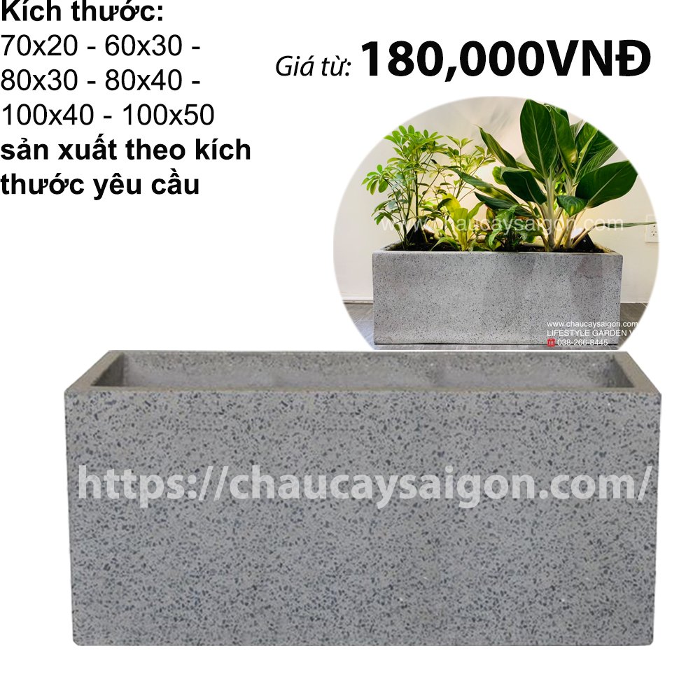 Chậu xi măng chữ nhật,chậu chữ nhật trồng cây 80x30cm giá từ 180,000VNĐ