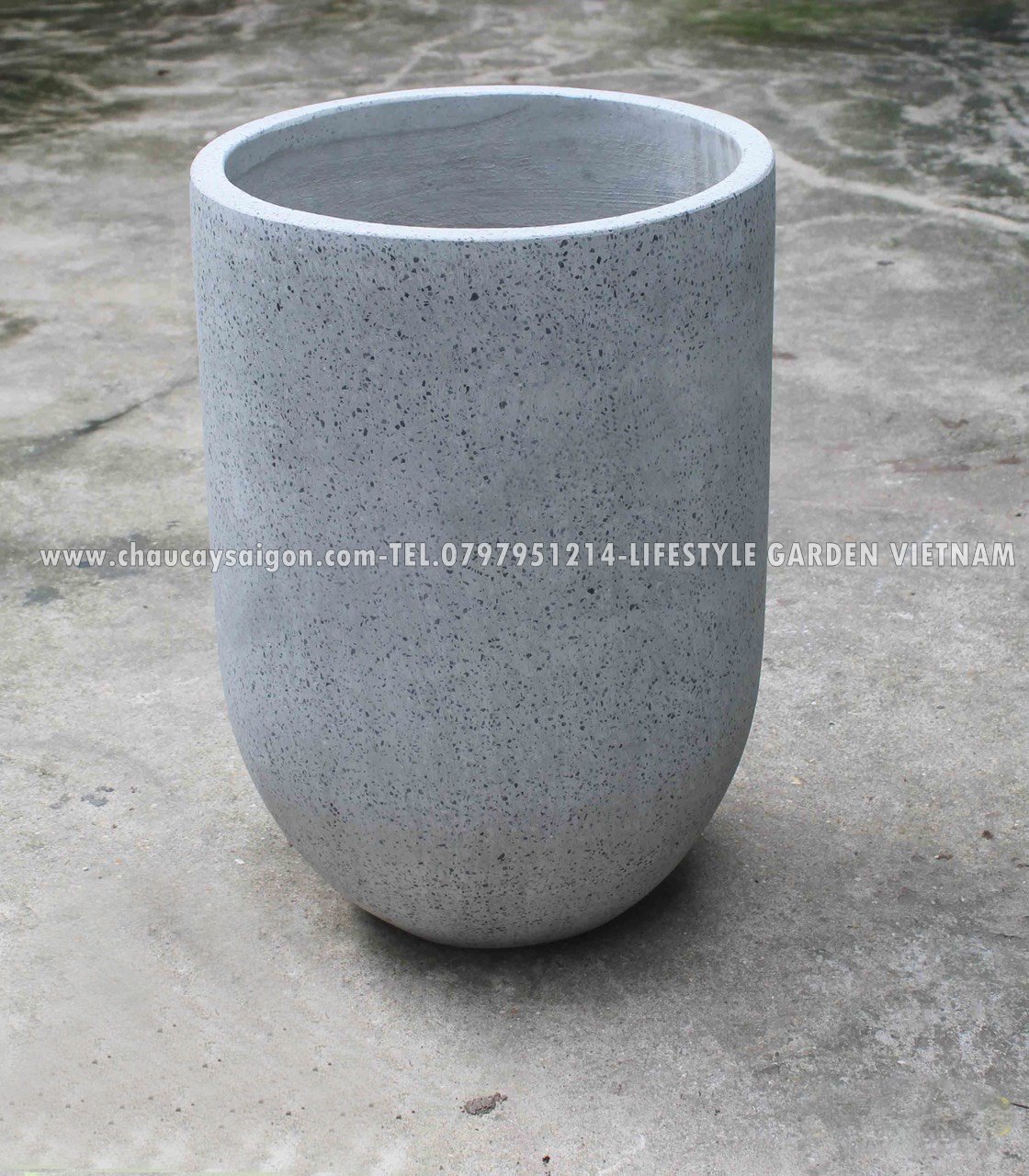 Chậu xi măng đá mài hình lu cao-Chậu xi măng hình giọt nước