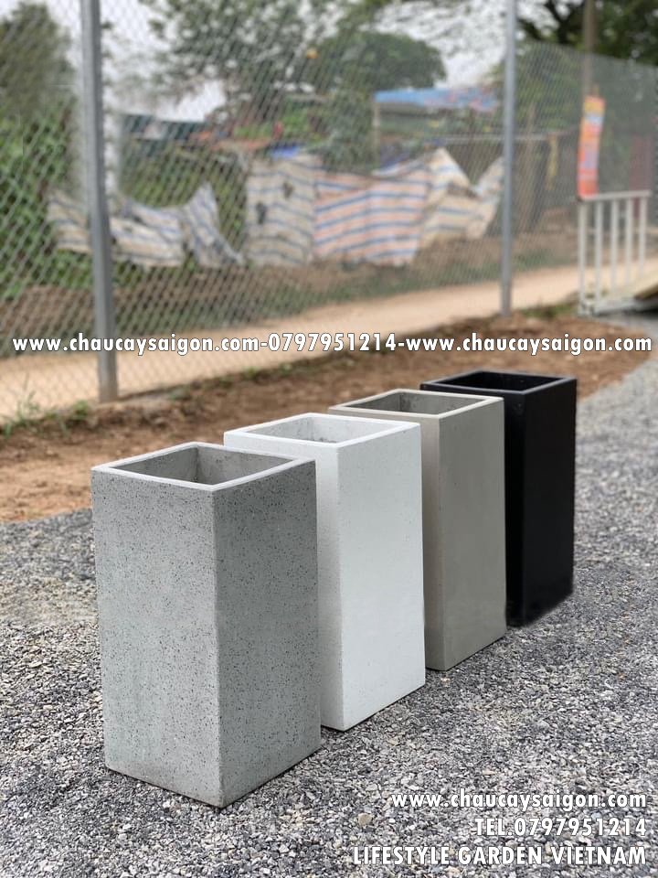 Chậu xi măng vuông-Chậu vuông xi măng 25×50