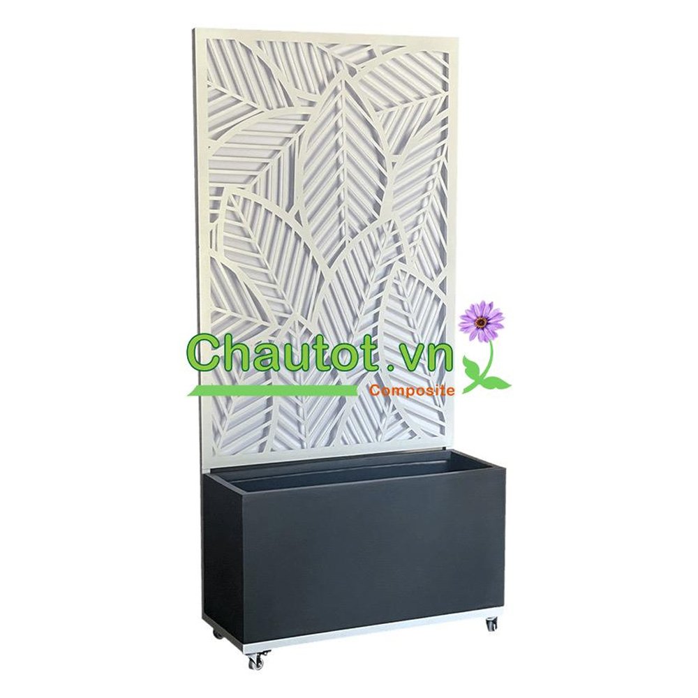 Chậu Composite Chữ Nhật kèm Vách Deco & Bánh Xe BAOBINH – CT2074 2