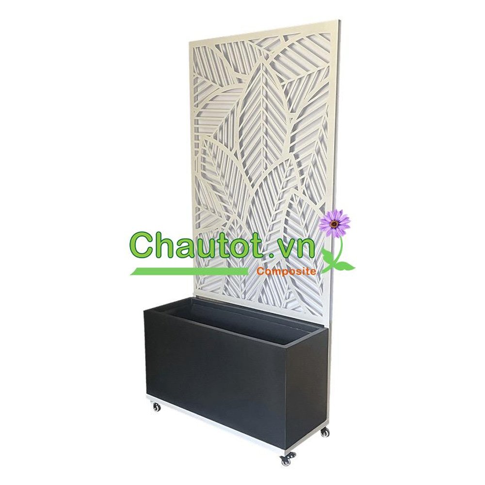 Chậu Composite Chữ Nhật kèm Vách Deco & Bánh Xe BAOBINH – CT2074 3
