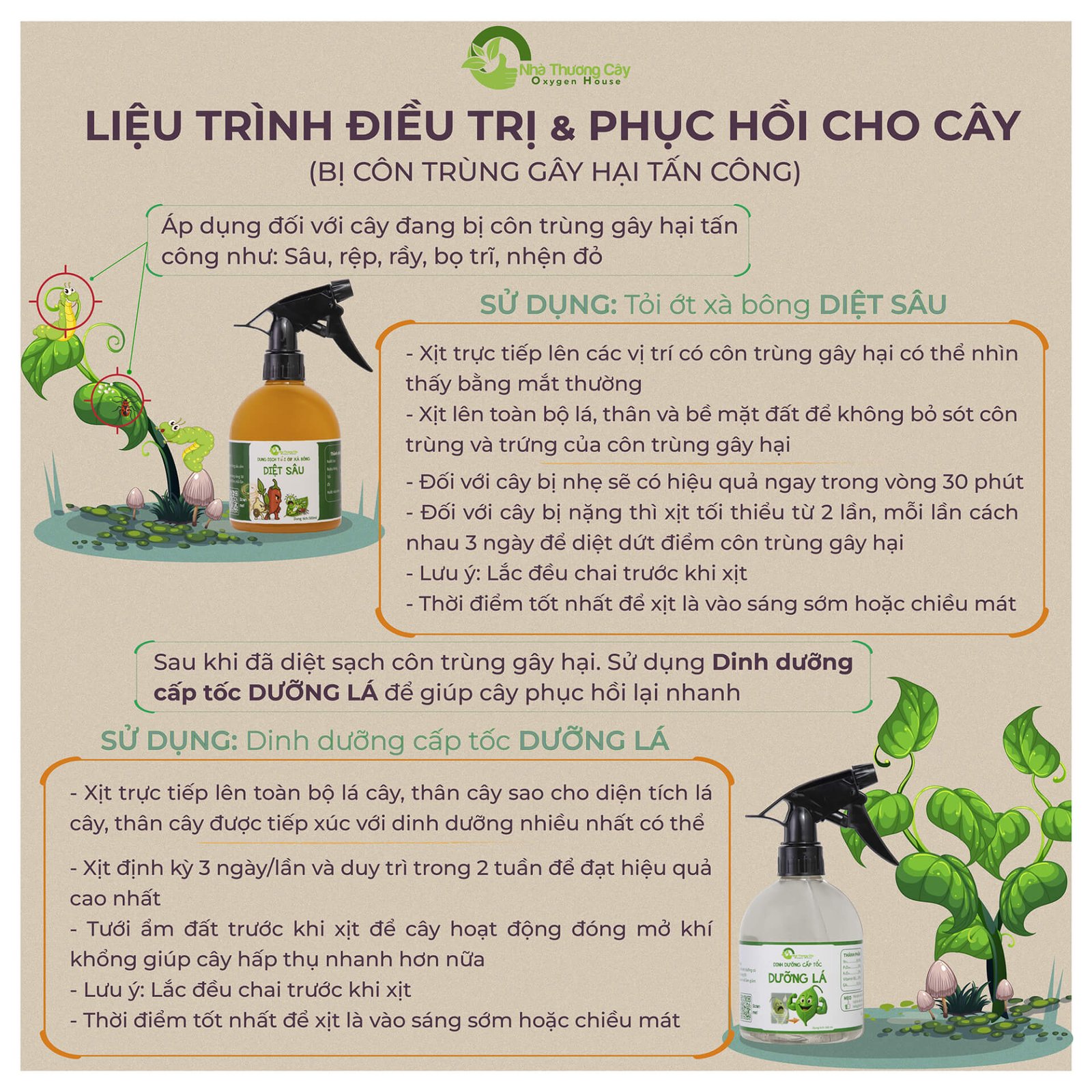 CÁCH XÀI COMBO DIỆT SÂU - DƯỠNG LÁ