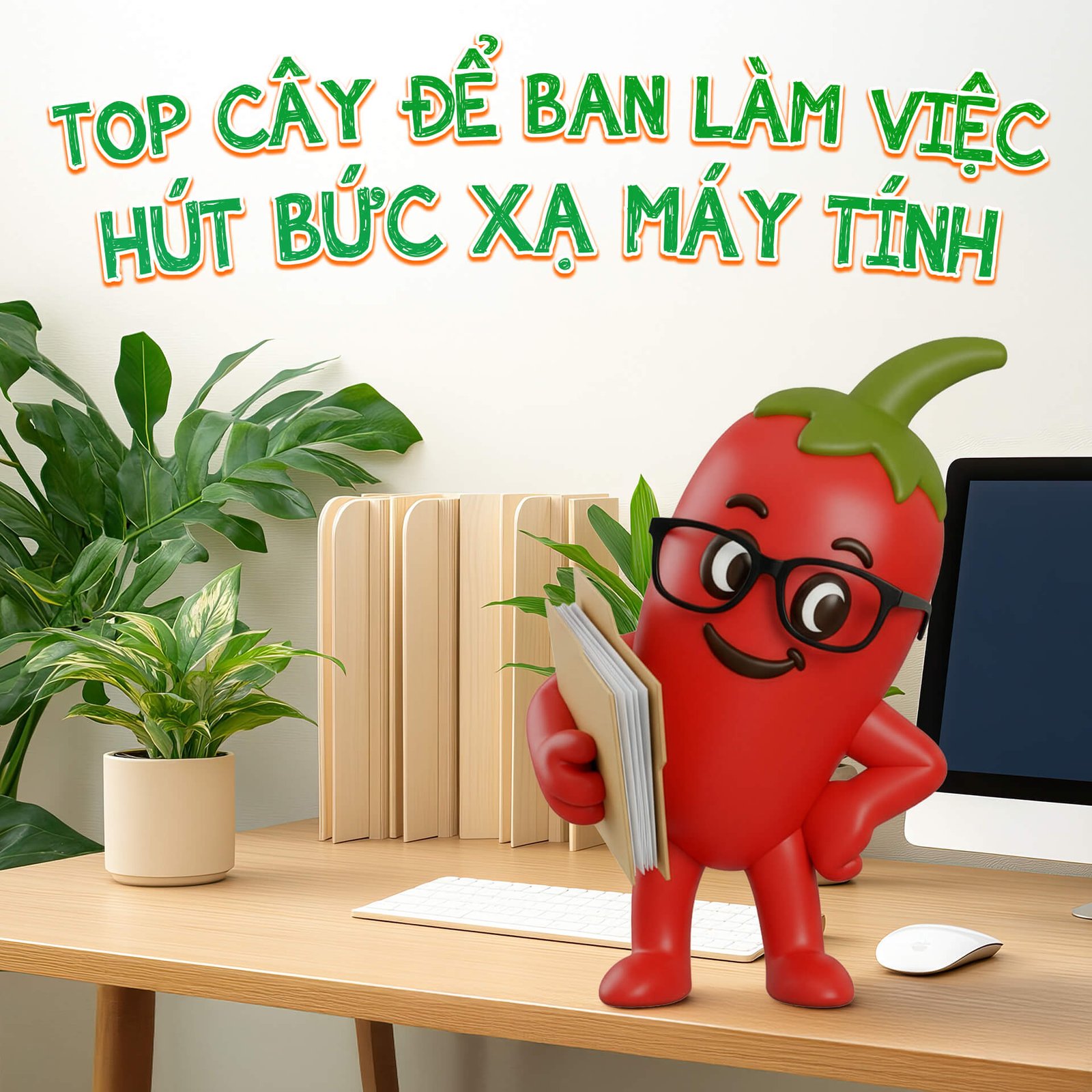 Top 10 cây để bàn làm việc dễ sống - hút bức xạ máy tính