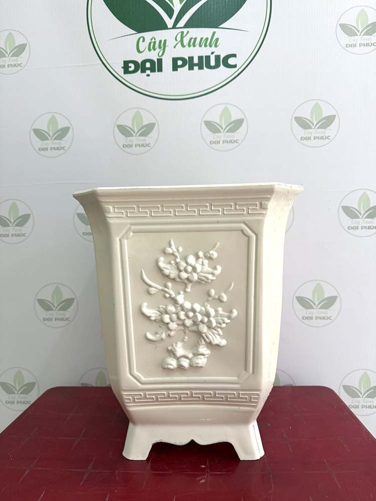 Chậu Nhựa Vuông Trắng Size Nhỏ 32x40cm – Gọn Nhẹ, Dễ Bố Trí Không Gian