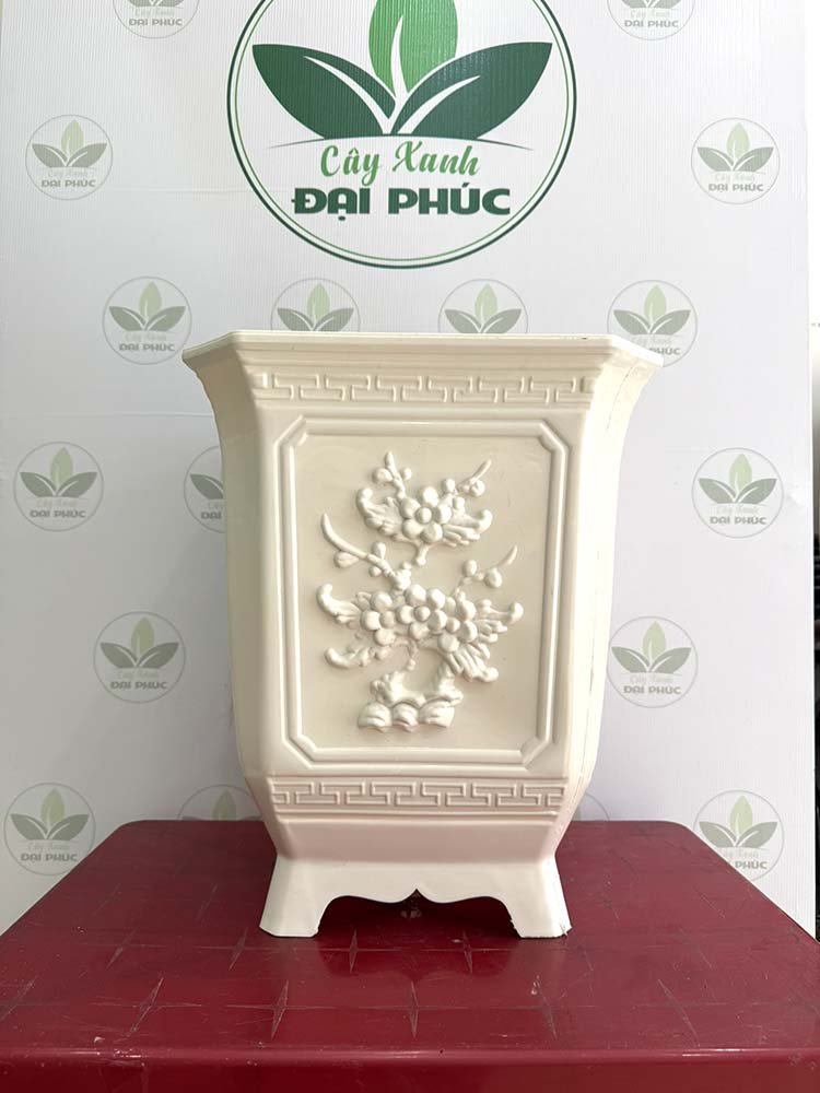 Chậu Nhựa Vuông Trắng (size lớn) 37x45cm – Gọn Gàng, Hiện Đại Cho Không Gian Xanh