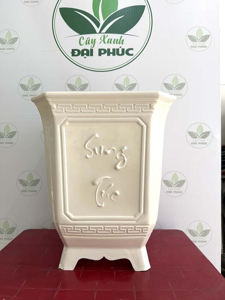 Chậu Nhựa Vuông Trắng (size lớn) 37x45cm – Gọn Gàng, Hiện Đại Cho Không Gian Xanh 2