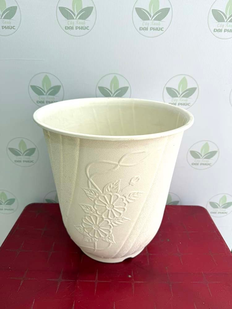 Chậu Nhựa Trắng Hoa Cúc 35x37cm – Nhẹ Nhàng, Dễ Phối Cây Nội Thất 2