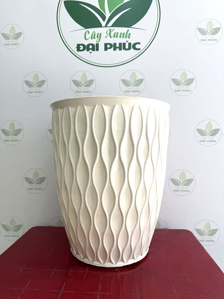Chậu Nhựa Mặt Lưới Trắng Size Lớn 37x45cm – Hiện Đại, Dễ Phối Không Gian