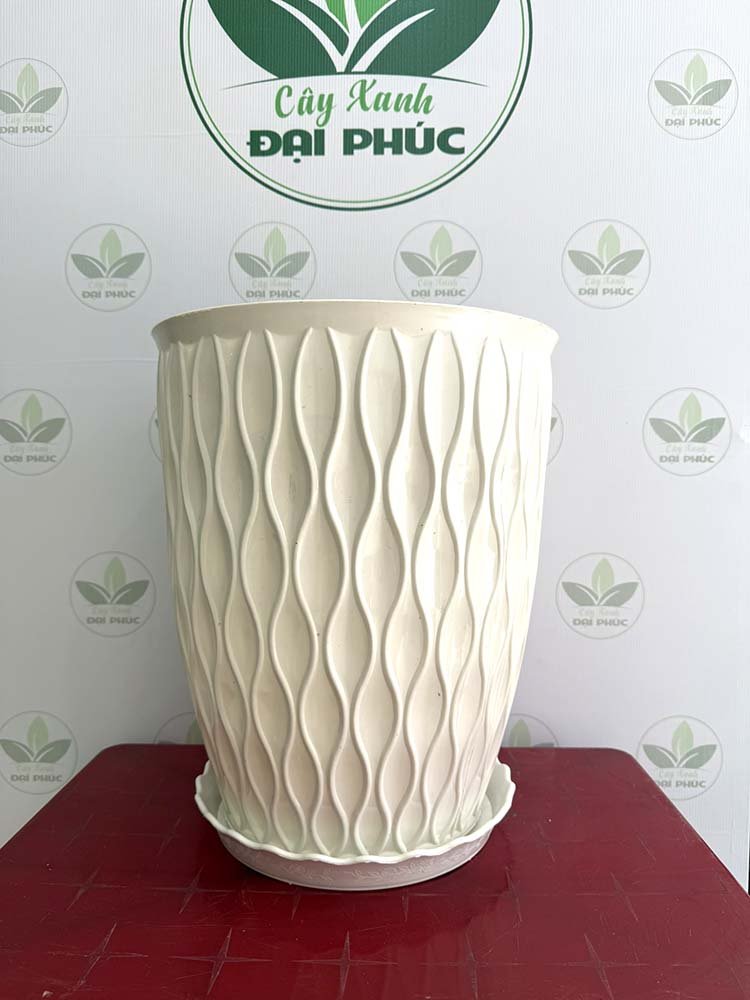 Chậu Nhựa Mặt Lưới Trắng Size Lớn 37x45cm – Hiện Đại, Dễ Phối Không Gian 2